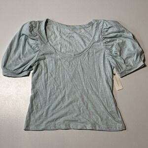 Anthropologie Puff Sleeve T-Shirt Size S Sky Blue Top Boho Cottagecore Tee NWT